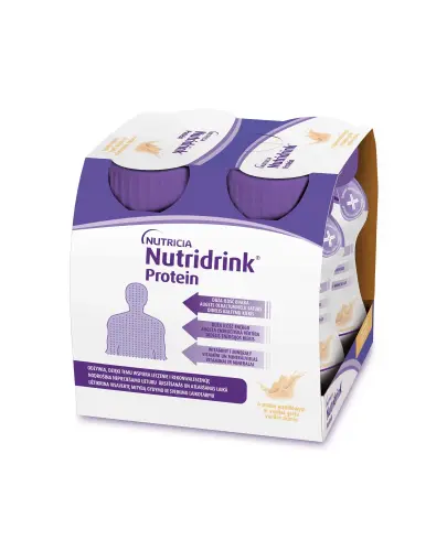 Nutridrink Protein smak waniliowy, 4 x 125 ml - Preparat wysokobiałkowy dla osób chorych, z brakiem apetytu
