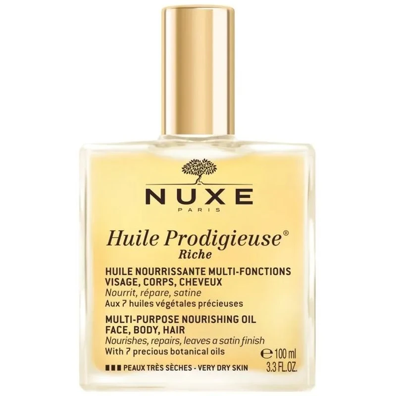 Nuxe Huile Prodigieuse Riche Suchy olejek intensywnie odżywiający, 100 ml - Intensywnie nawilża, odżywia i regeneruje wymagającą skórę i suche włosy