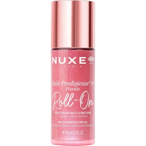 Nuxe Huile Prodigieuse Or Florale Suchy olejek z drobinkami roll-on, 60 ml - Do twarzy, ciała i włosów z różowo-złotym blaskiem