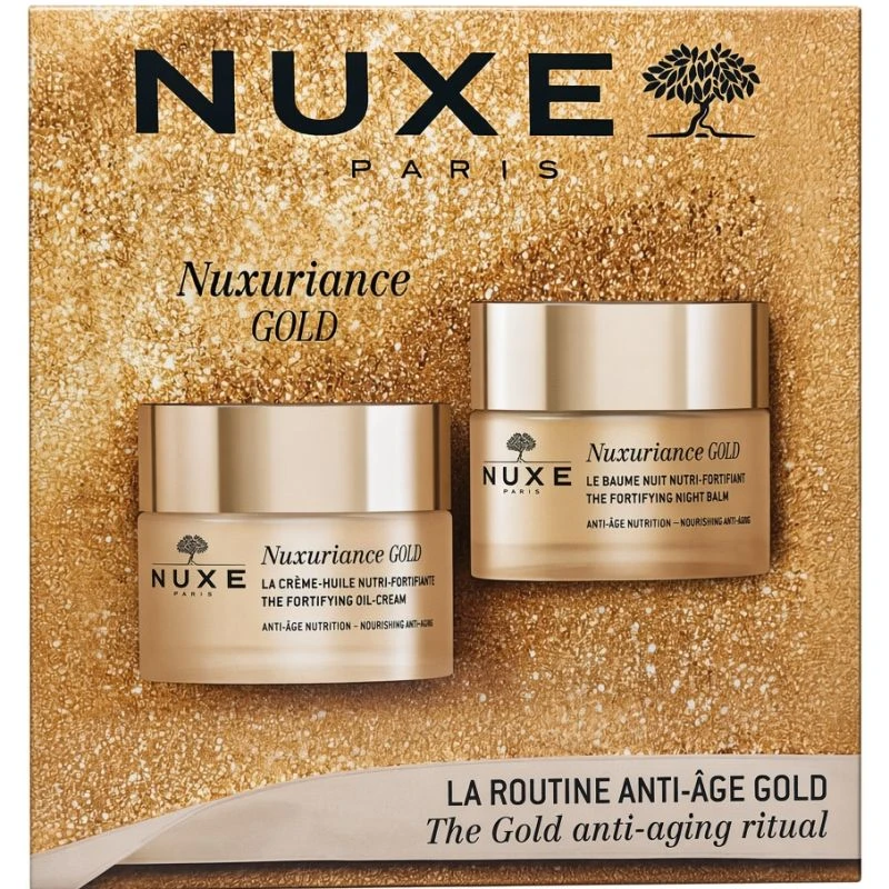 Nuxe Nuxuriance Gold The Gold Anti-Aging Ritual Zestaw - krem, 50 ml + balsam na noc, 50 ml - Do skóry suchej i dojrzałej,