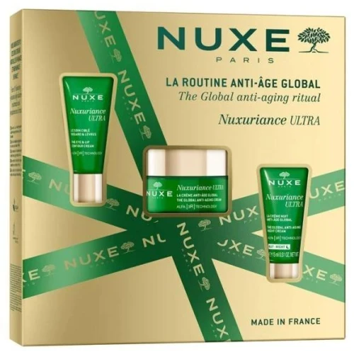 Nuxe Nuxuriance Ultra, krem na dzień 50 ml + krem na noc 15 ml + krem wokół oczu i ust 15 ml  - Zestaw przeciwstarzeniowy, redukuje zmarszczki, ujędrnia, wygładza