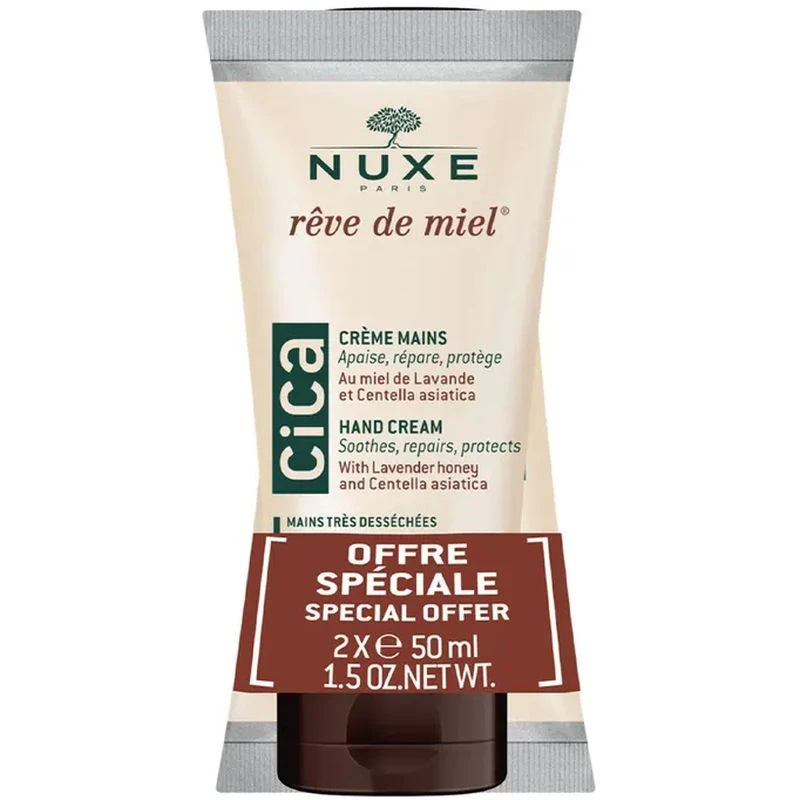 Nuxe Rêve De Miel CICA Naprawczy krem do rąk, 2 x 50 ml - Regeneruje, odżywia i koi skórę dłoni
