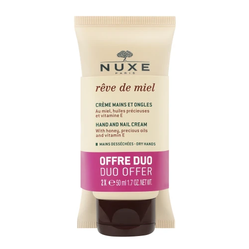 Nuxe Rêve de Miel Krem do rąk i paznokci, 2 x 50 ml - Odżywczy krem regenerujący do dłoni i paznokci z miodem i witaminą E