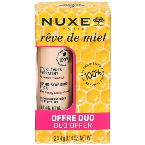 Nuxe Rêve de Miel Pomadka do ust, 2 x 4g - Nawilżająco-regenerująca formuła z miodem