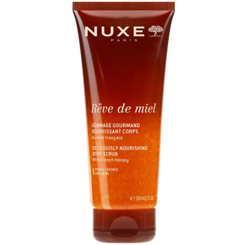 Nuxe Rêve de Miel Odżywczy peeling do ciała, 200 ml - 2w1 z miodem, kryształkami cukru i olejem słonecznikowym