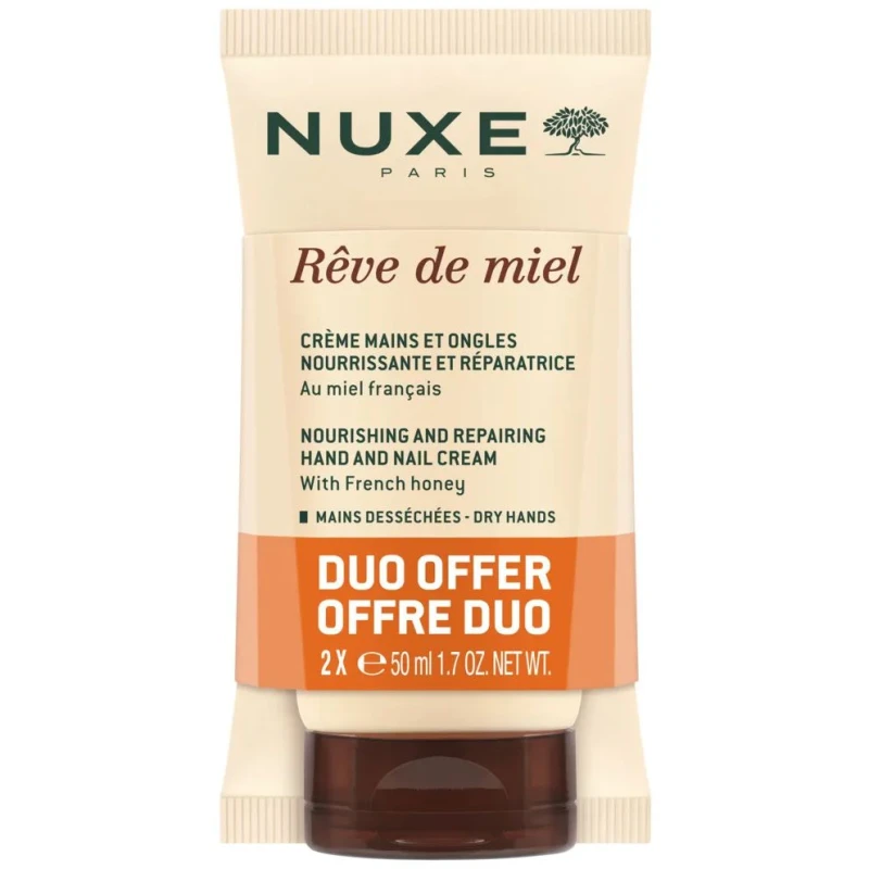 Nuxe Rêve de Miel Krem do rąk i paznokci, 2 x 50 ml - Regenerująca pielęgnacja dłoni i paznokci