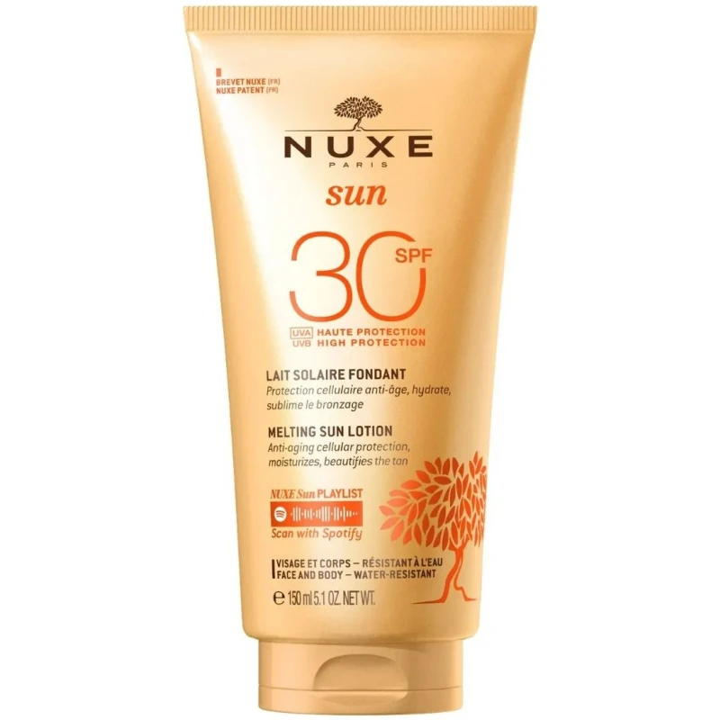 Nuxe Sun Mleczko do opalania twarzy i ciała SPF 30, 150 ml  - Lekka formuła, długotrwała ochrona