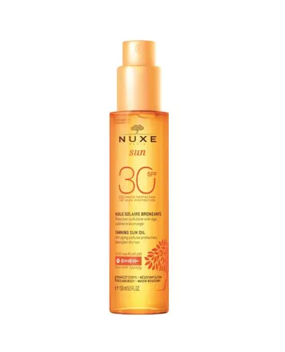 Nuxe Sun Brązujący olejek do opalania twarzy i ciała SPF 30, 150 ml - Delikatna formuła ochronna dla twarzy i ciała