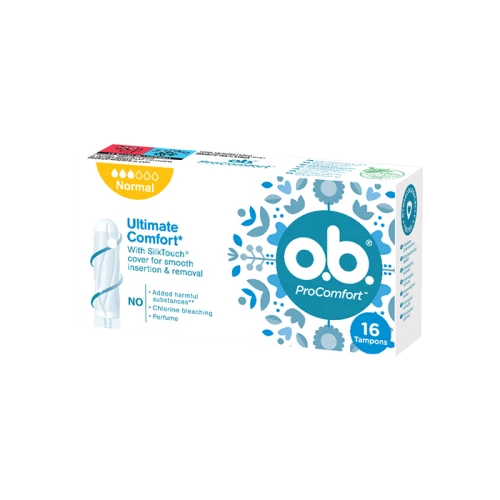 O.B. ProComfort Normal, 16 tamponów - Tampony higieniczne na średnie lub mocne krwawienie