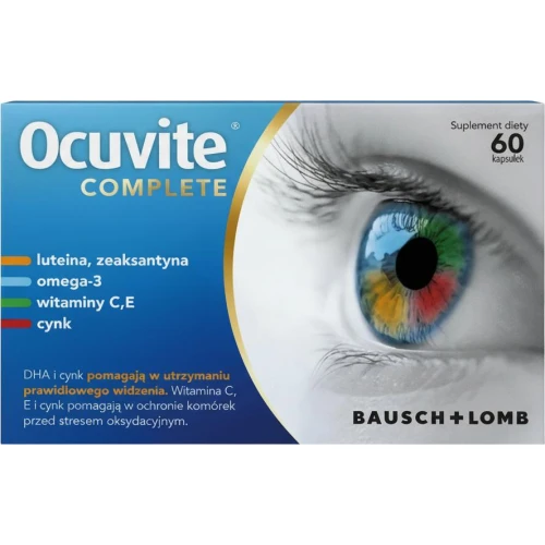 Ocuvite Complete, 60 kapsułek - Z kwasami omega 3 i luteiną oraz witaminami C i E