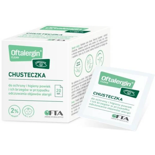 Oftalergin Clean Chusteczki do  powiek, 20 sztuk - Do oczyszczania powiek i skóry wokół oczu 