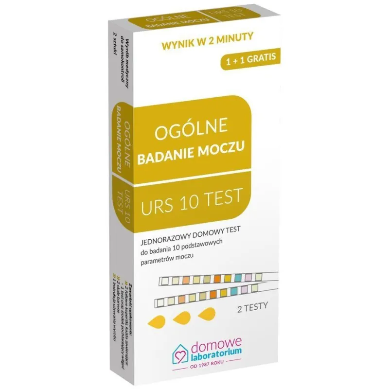 Test URS 10 Ogólne badanie moczu,  2 sztuki -  Paskowy do samodzielnego zbadania moczu w domowych warunkach