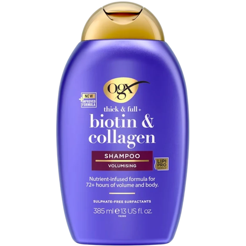 OGX Biotin & Collagen Szampon z biotyną i kolagenem, 385 ml - Z witaminą B7 i kolagenem, zwiększa objętość i gęstość włosów