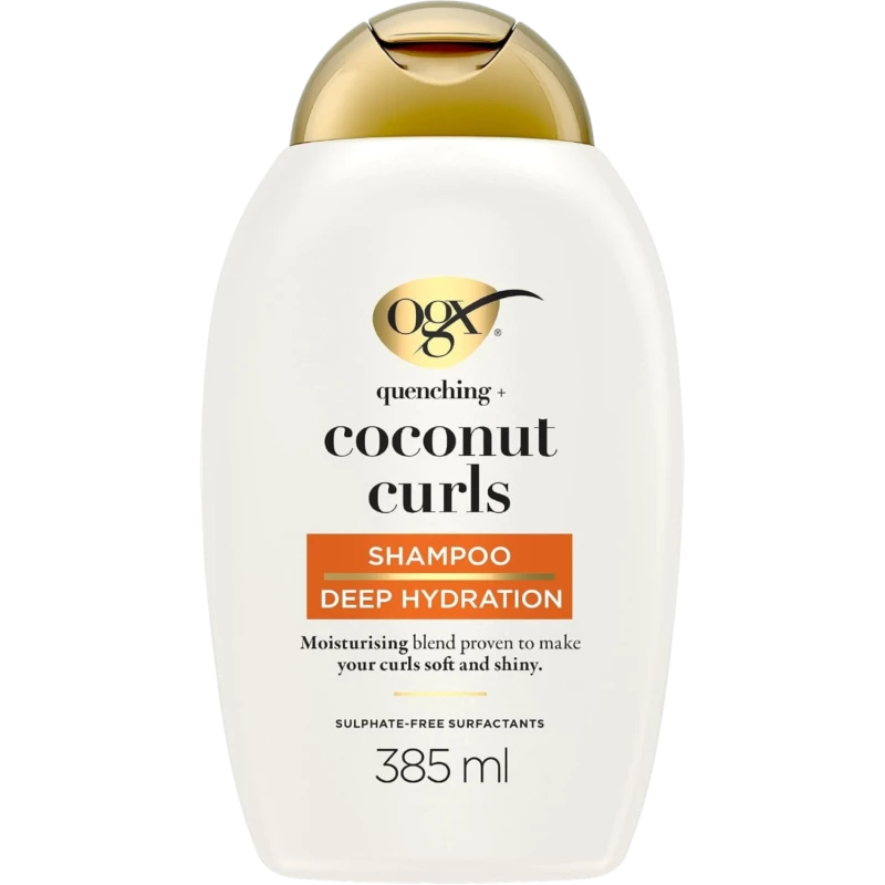 OGX Coconut Curls, szampon do włosów kręconych, 385 ml - Nawilża, podkreśla skręt i blask fal oraz loków