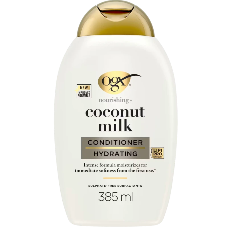 OGX Coconut Milk Rewitalizująca odżywka z mleczkiem kokosowym, 385 ml - Delikatnie pielęgnuje, nadaje włosom zdrowy wygląd