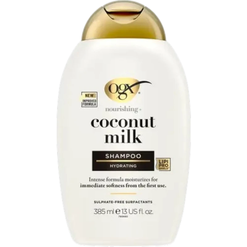 OGX Coconut Milk Odżywczy szampon z mleczkiem kokosowym, 385 ml - Delikatnie oczyszcza i ożywia włosy już po 1 myciu