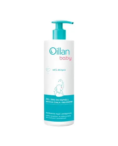 Oillan Baby Żel 3w1 do kąpieli, mycia ciała i włosów, 400 ml - Kompleksowa ochrona skóry i włosów