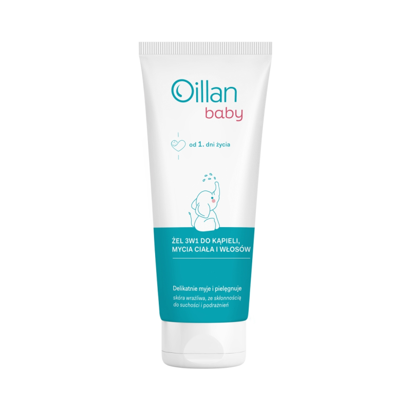Oillan Baby Żel 3w1 do kąpieli, mycia ciała i włosów, 100 ml - Dla niemowląt od 1. dnia życia