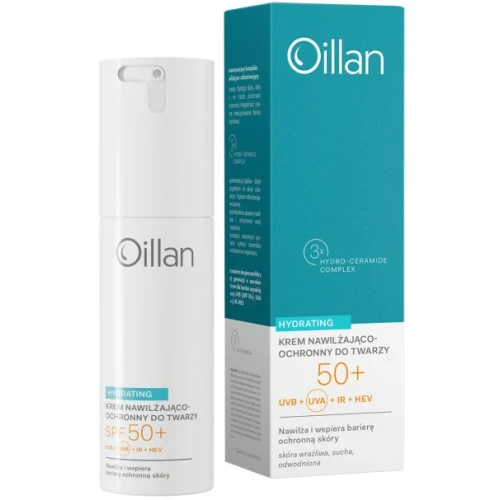 Oillan Hydrating Krem nawilżający do twarzy z SPF 50+, 50 ml - Bardzo wysoka ochrona przeciwsłoneczna