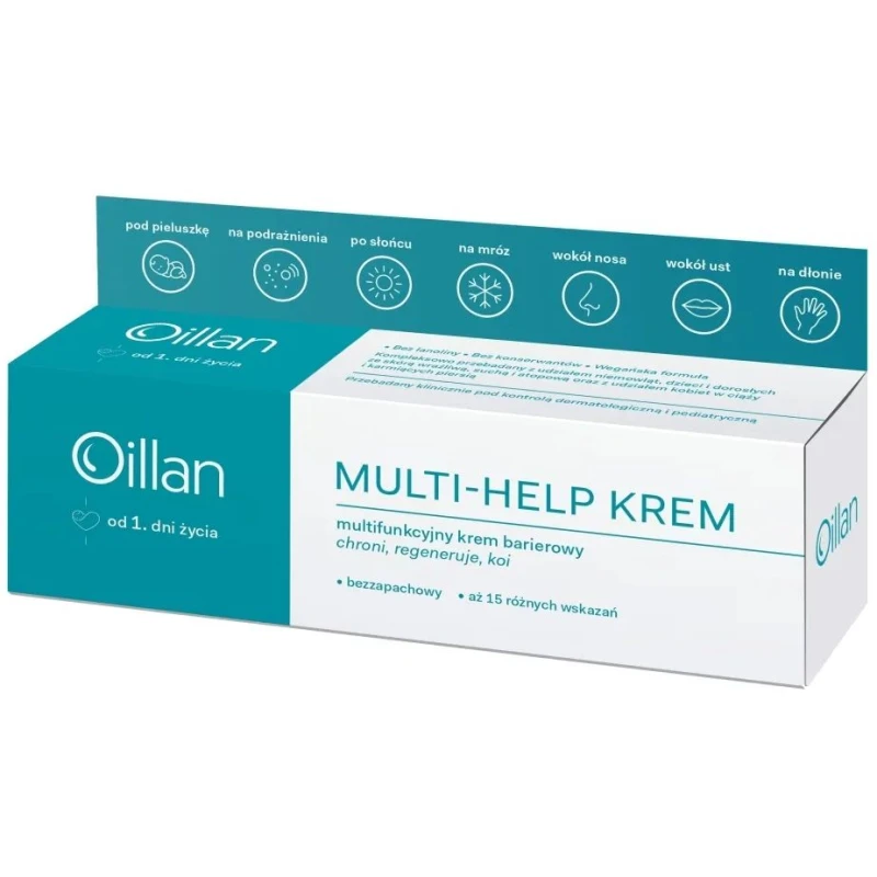 Oillan Multi-Help krem barierowy, 50 ml - Chroni, regeneruje i koi, dla dorosłych, dzieci i niemowląt
