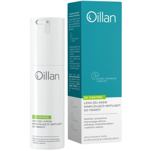 Oillan Oil Control Lekki żel-krem nawilżająco-matujący do twarzy, 50 ml - Redukcja sebum i niedoskonałości