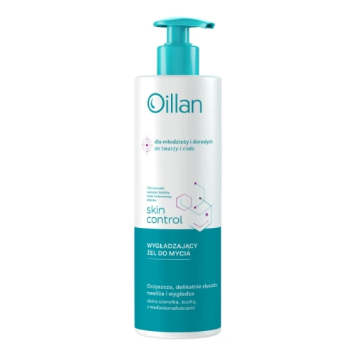 Oillan Skin Control Wygładzający żel do mycia ciała i twarzy, 400 ml - Oczyszczanie i wygładzenie skóry z grudkami, trądzikiem i rogowaceniem