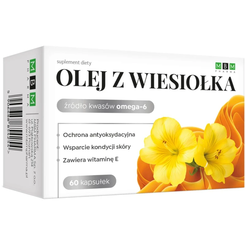 Olej z wiesiołka, 60 kapsułek - Źródło kwasów LA i GLA oraz witaminy E