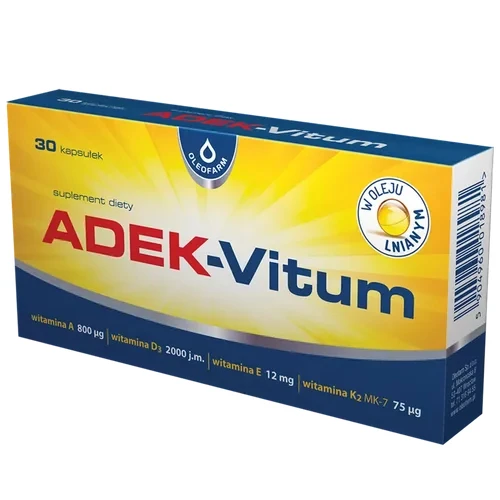 Oleofarm ADEK-Vitum, 30 kapsułek - Uzupełnia niedobory witamin: A, D E i K