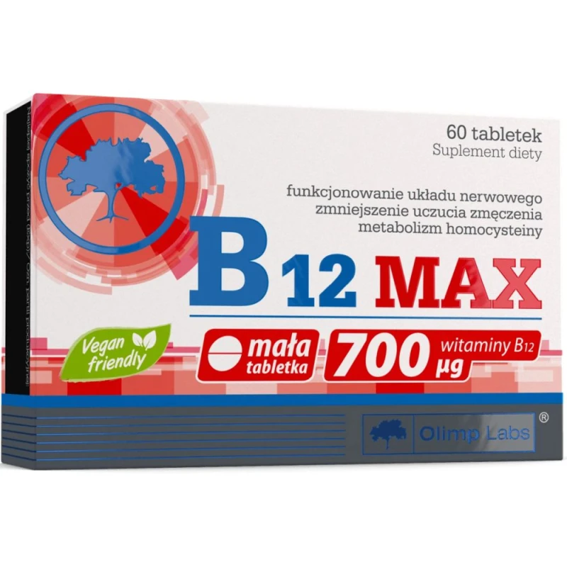 Olimp B12 Max, witamina B12 700 µg, 60 tabletek - Wpływ na prawidłową produkcję czerwonych krwinek