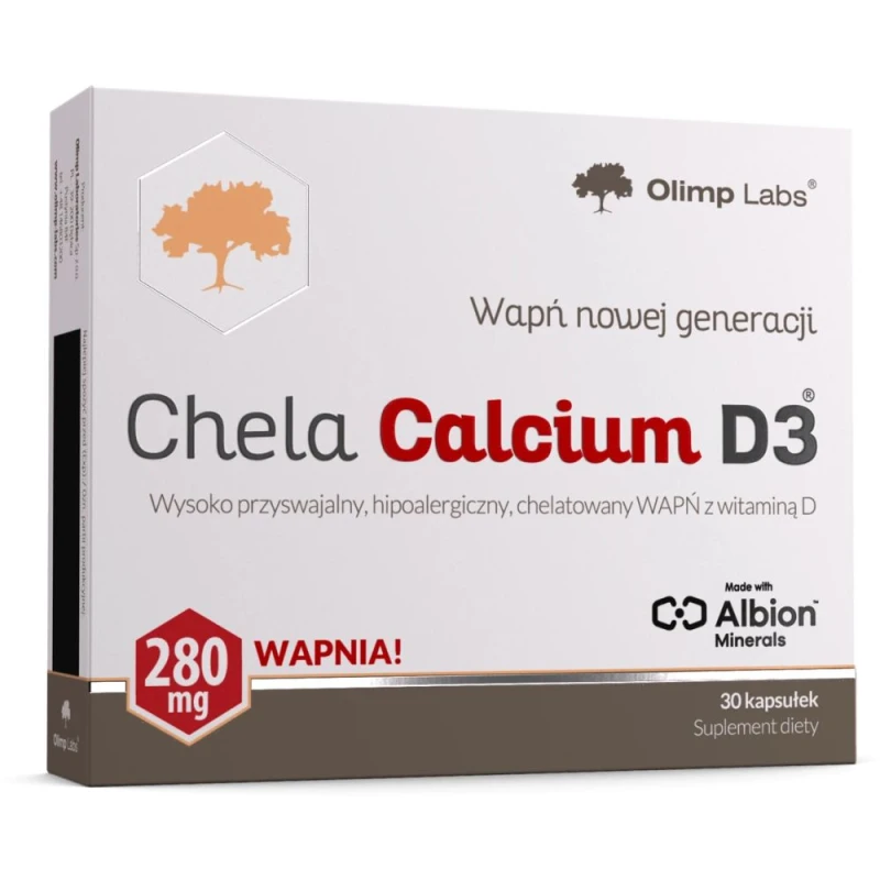 Olimp Chela-Calcium D3, 30 kapsułek - Suplement diety z wapniem, wzbogacony witaminą D3