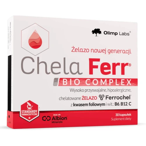 Olimp Chela-Ferr Bio-complex, 30 kapsułek - Z żelazem, kwasem foliowym i witaminami B12 i B6