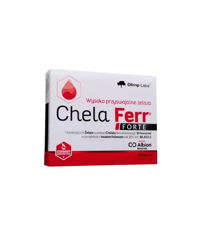 Olimp Chela-Ferr Forte, 30 kapsułek - Suplement diety z żelazem Ferrochel™ w formie chelatu aminokwasowego Albion™