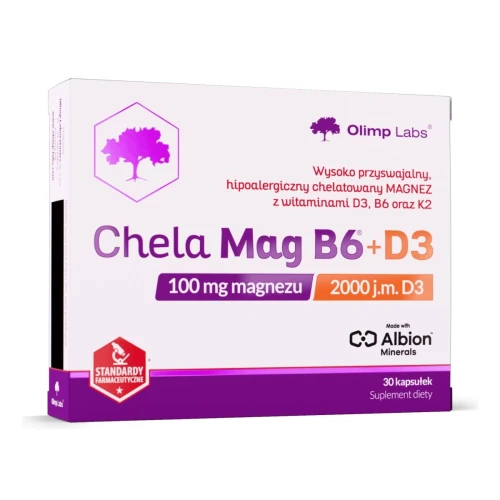 Olimp Chela-Mag B6 + D3, 30 kapsułek - Wpływają na prawidłową pracę mięśni, odporność oraz zdrowie kości