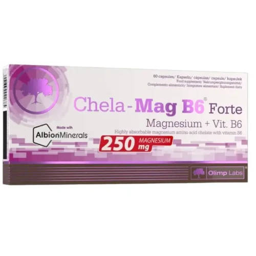 Olimp Chela-Mag B6 Forte, 250 mg, 60 kapsułek - Suplement diety z magnezem w formie chelatu aminokwasowego Albion™