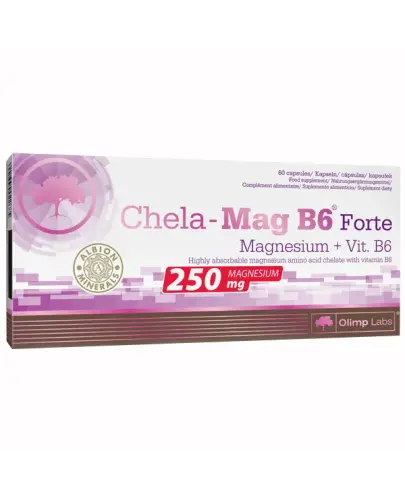 Olimp Chela-Mag B6 Forte, 250 mg, 60 kapsułek - Suplement diety z magnezem w formie chelatu aminokwasowego Albion™