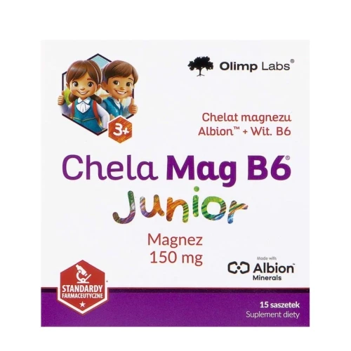 Olimp Chela-Mag B6 Junior, 5 g x 15 saszetek - Proszek dla dzieci powyżej 3 lat,  do przygotowania napoju