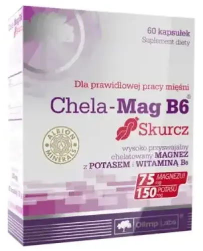 Olimp Chela-Mag B6 Skurcz, 60 kapsułek - Z chelatem magnezu i witaminą B6 oraz potasem