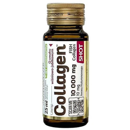 Olimp Collagen Shot płyn o smaku wiśniowo-jabłkowym, 25 ml  - Z kolagenem rybim oraz kwasem hialuronowym i witaminą C