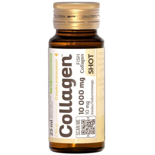 Olimp Collagen Shot o smaku ananasowym, 25 ml - Z kolagenem rybim, który wspiera zdrowie skóry, włosów i paznokci