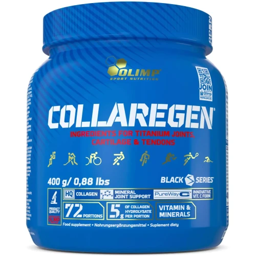 Olimp Collaregen pomarańcza, 400 g - Kolagen z minerałami i witaminą C, naturalne wsparcie stawów, więzadeł i ścięgien