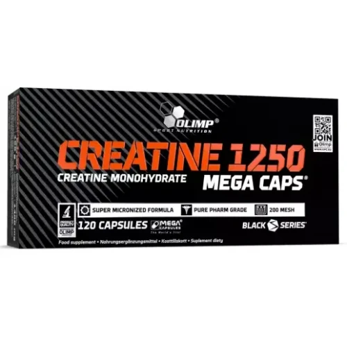 Olimp Creatine 1250 Mega Caps, 120 kapsułek - Monohydrat kreatyny, zawiera aż 1100 mg czystej kreatyny w jednej kapsułce