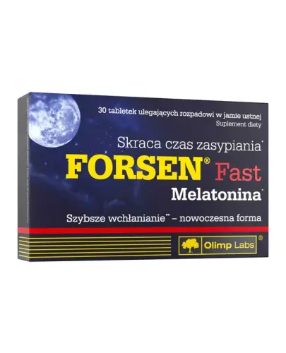 Olimp Forsen Fast Melatonina, 30 tabletek - Melatonina w tabletkach ODT o pysznym cytrusowym smaku