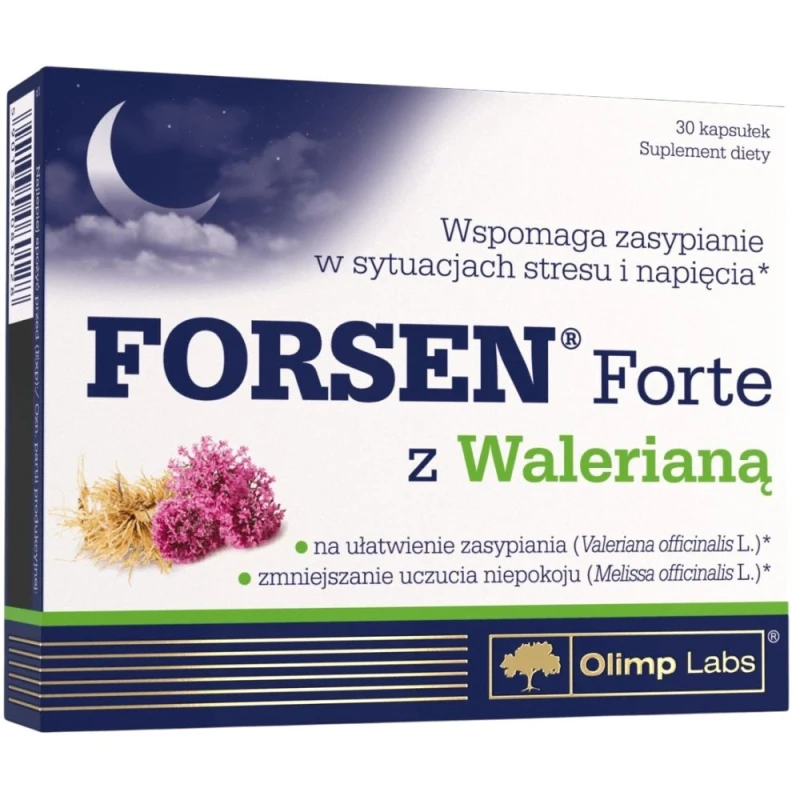 Olimp Forsen Forte z Walerianą, 30 kapsułek - Z kompozycją ekstraktów roślinnych, które wspomagają zdrowy sen