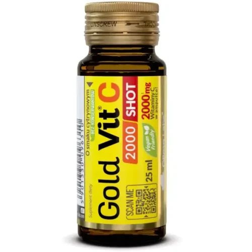 Olimp Gold–Vit C 2000, shot o smaku cytrynowym, 25 ml - Z witaminą C, która wspiera funkcjonowanie układu odpornościowego i produkcję kolagenu