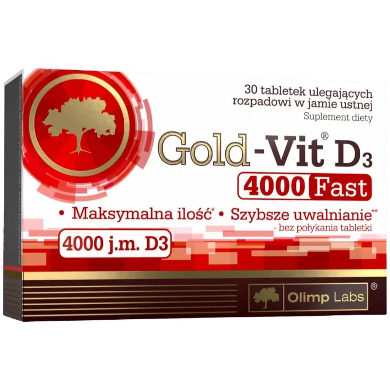 Olimp Gold-Vit D3 Fast 4000 j.m., 30 tabletek - O smaku jabłkowym