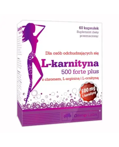Olimp L-Karnityna 500 Forte Plus, 60 kapsułek - Suplement diety ze składnikami wspierającymi odchudzanie