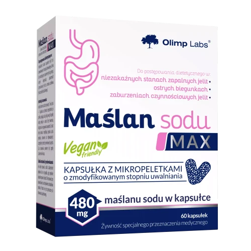 Olimp Maślan Sodu Max, 60 kapsułek - 480 mg maślanu sodu w kapsułce