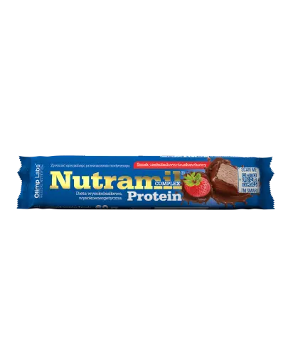 Olimp Nutramil Complex Protein Baton czekoladowo-truskawkowy, 60 g - Pełen witamin, minerałów i błonnika