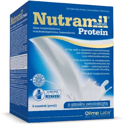 Olimp Nutramil Complex Protein o smaku neutralnym,  6 saszetek - Dla osób ze zwiększonym zapotrzebowaniem na białko