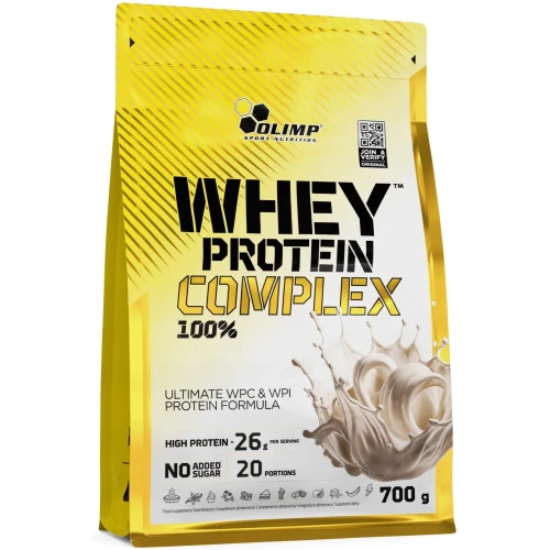 Olimp Whey Protein Complex 100% jagoda, 700 g - Proste i wygodne źródło wysokiej jakości protein, duża porcja białka i aminokwasów